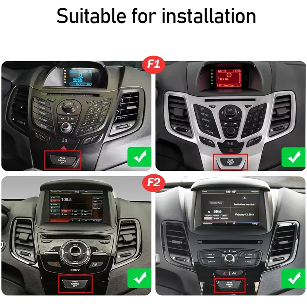 Car Radio Android For Ford Fiesta MK7 2009 - 2016 PASS AIRBAG OFF Button GPS Navigation Multimedia Player Carplay Bluetooth WiFi