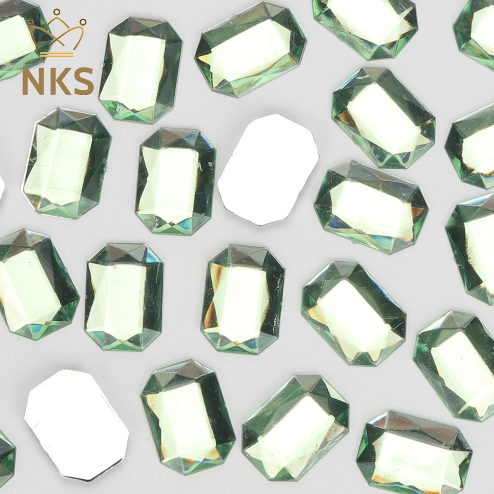 NKS Hot Selling Non Hotfix Colorful 30Pcs/Bag Large Square Flatback Acrylic Rhinestone For Garment Accessory Dress