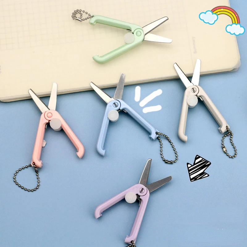 

Mini Folding Scissors Cute Morandi Portable Office Student Stationery Stainless Paper Scissors Novelty School Supplies
