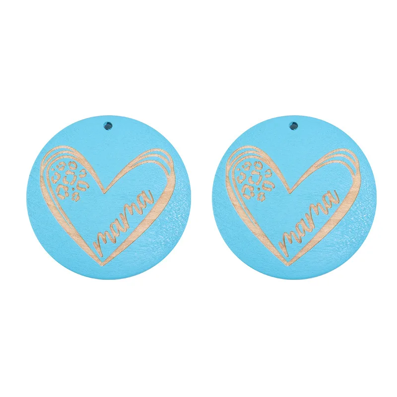 100pcs/lot Key Chain Wood Circle Ring Love Mother's Gift DIY Jewelry Badge Accessories Factory Supplies Wooden Disks