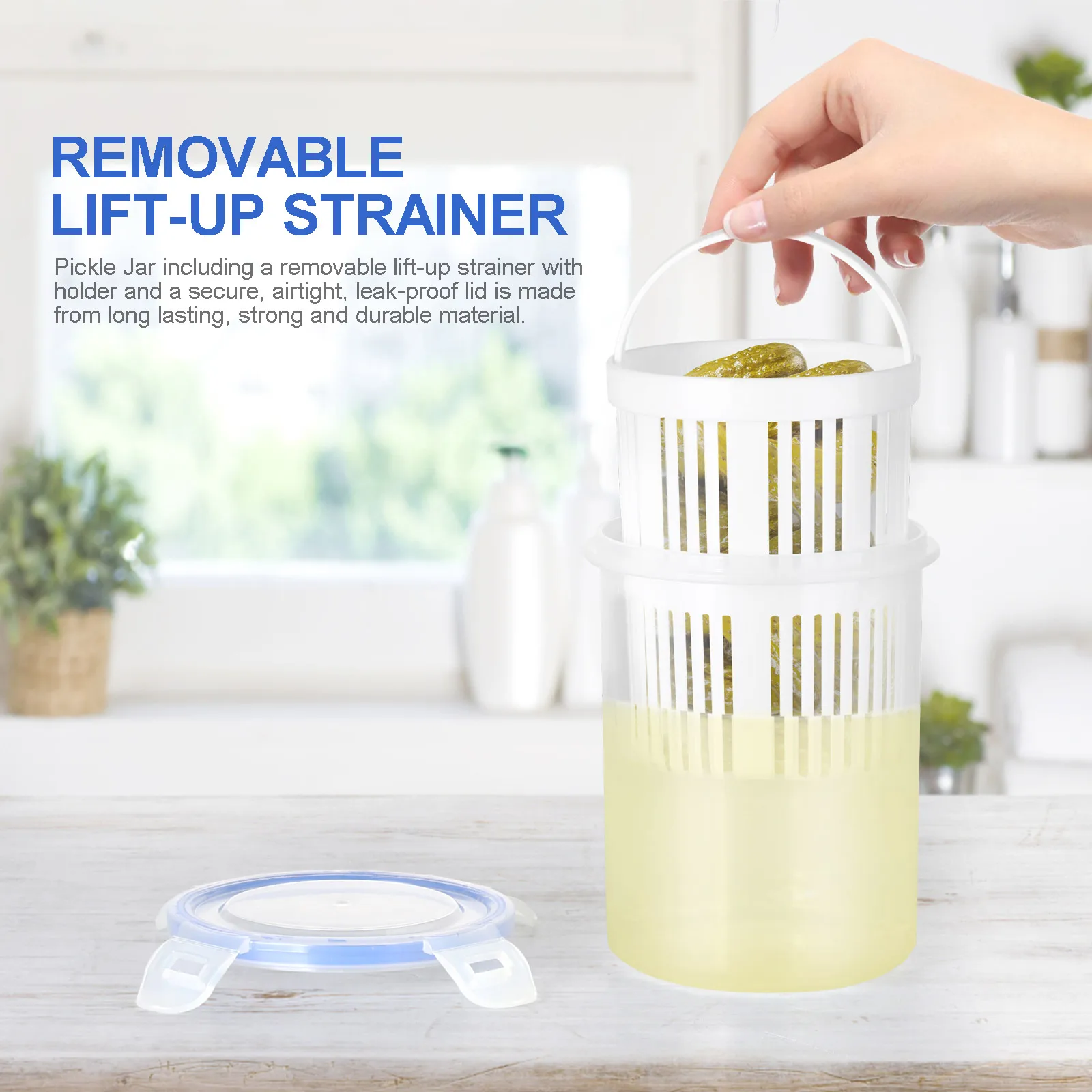 Vegetable Pickling Box Sealed Fermentation Container For Pickles/Salads BPA-Free Plastic With Drain Basket Kitchen Storage Box