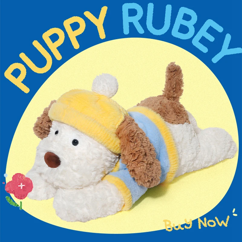 

Lovely Puppy Plush Toy Cartoon Yellow Hat Dog Doll Creative Blue-Coated Puppy Animal Stuffed Toy Children's Birthday Gifts