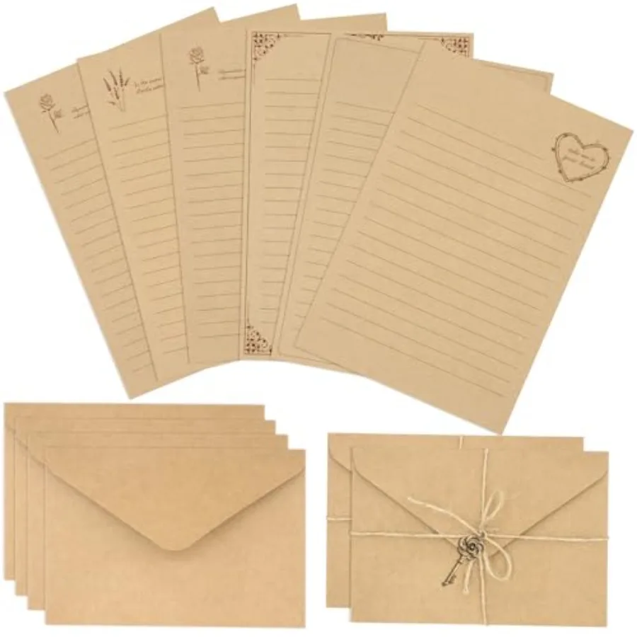

72 PCS Vintage Stationery Set, 24 Stationery Writing Papers with 12 Matching Envelopes, Old Looking Stationary Kit for Writing