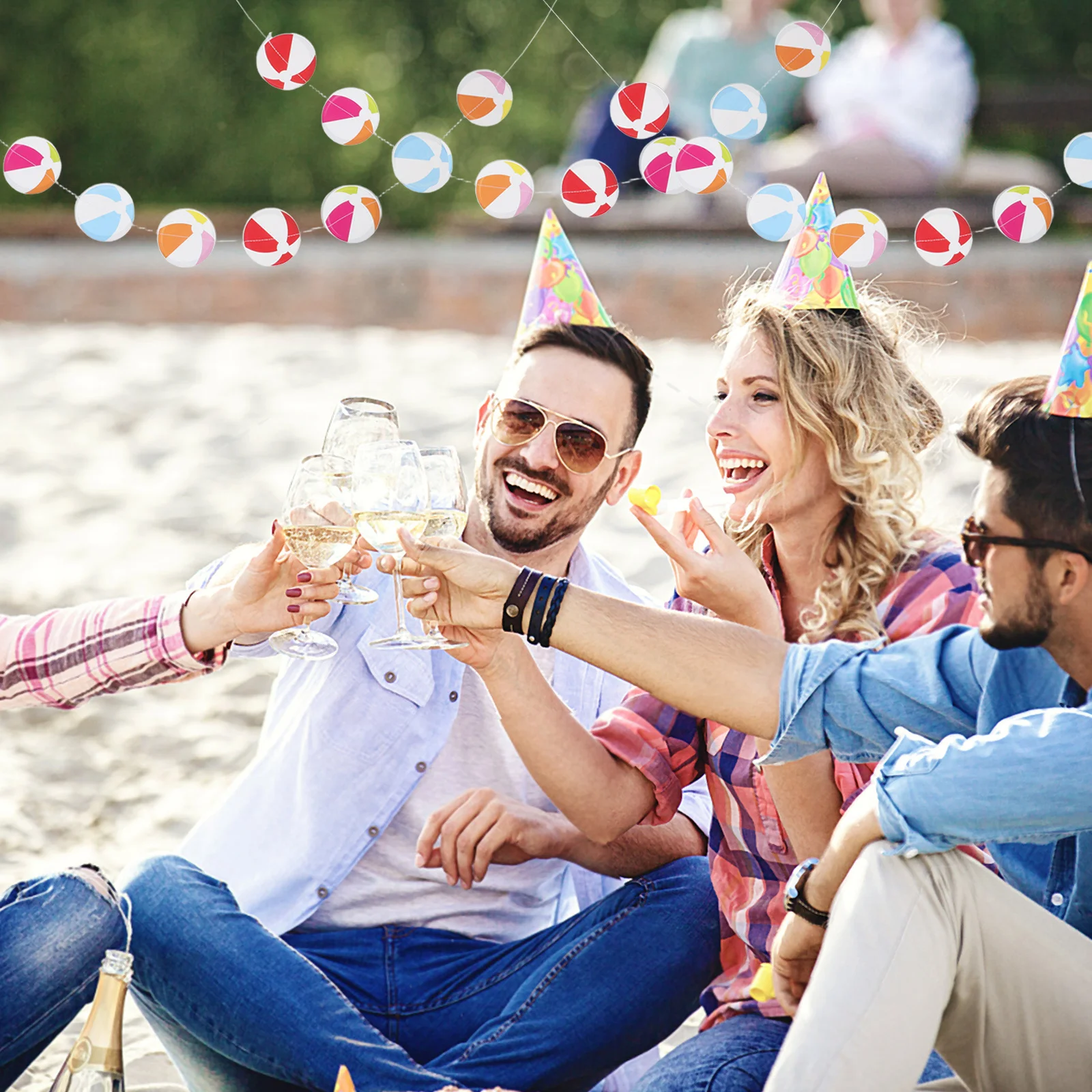 

4Pcs Volleyball Party Decorations Summer Pool Hanging Garland Hawaiian Theme Birthday Beach Decor Volleyball Decorations