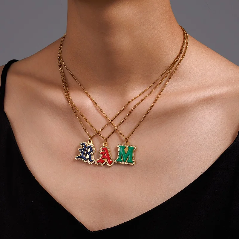 

365, новое ретро-модное ожерелье с каплей масла и циркона на заказ, персонализированное ожерелье из нержавеющей стали с 1 буквами, женские ювелирные украшения, Рождественский подарок