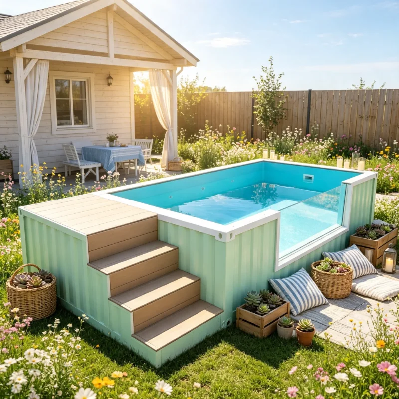 Shipping Container Swimming Pool Prefab Beach House Luxurious Swimming Pool Customized Outdoor Container Pool