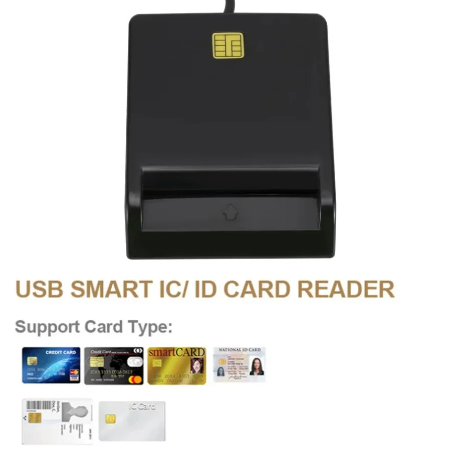 Grwibeou USB Smart Card Reader for Bank Card IC/ID EMV Card Reader High Quality for Windows 7 8 10 Linux OS USB-CCID ISO 7816