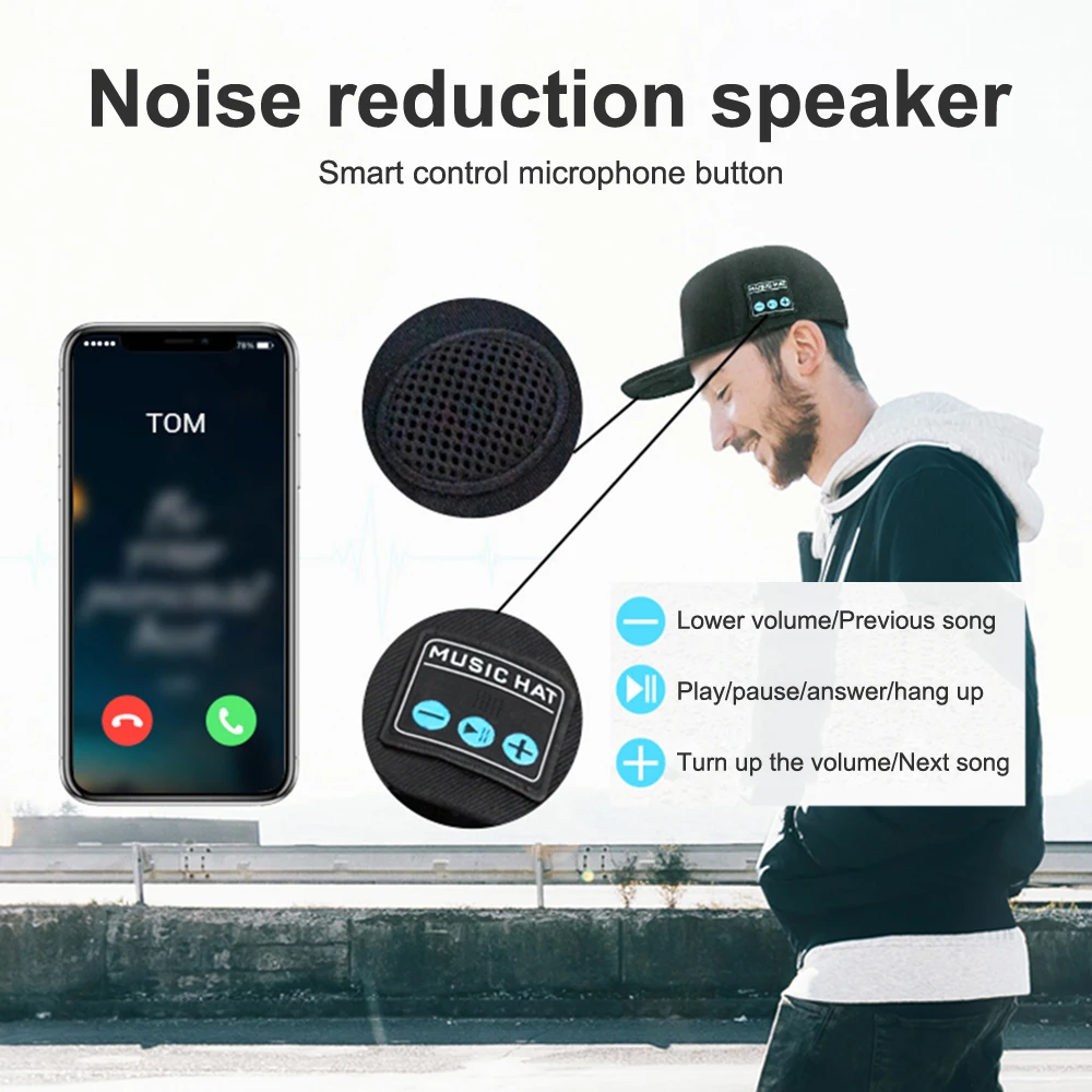 NEW Hat with Bluetooth Speaker Adjustable Bluetooth Hat Wireless Smart Loudspeaker Cap For Outdoor Sport Baseball Cap With Mic