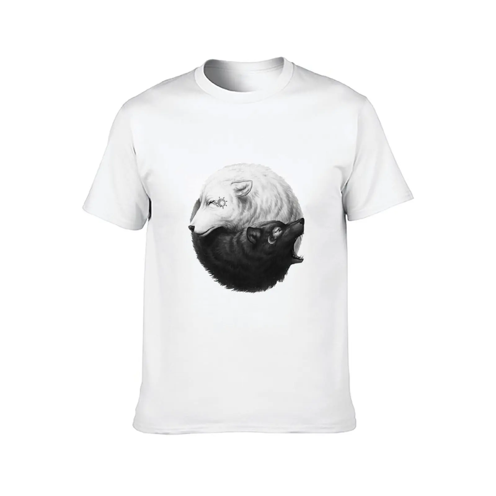 Two Wolves Black and White Love Nature T-Shirt man t shirt cotton essential t shirt