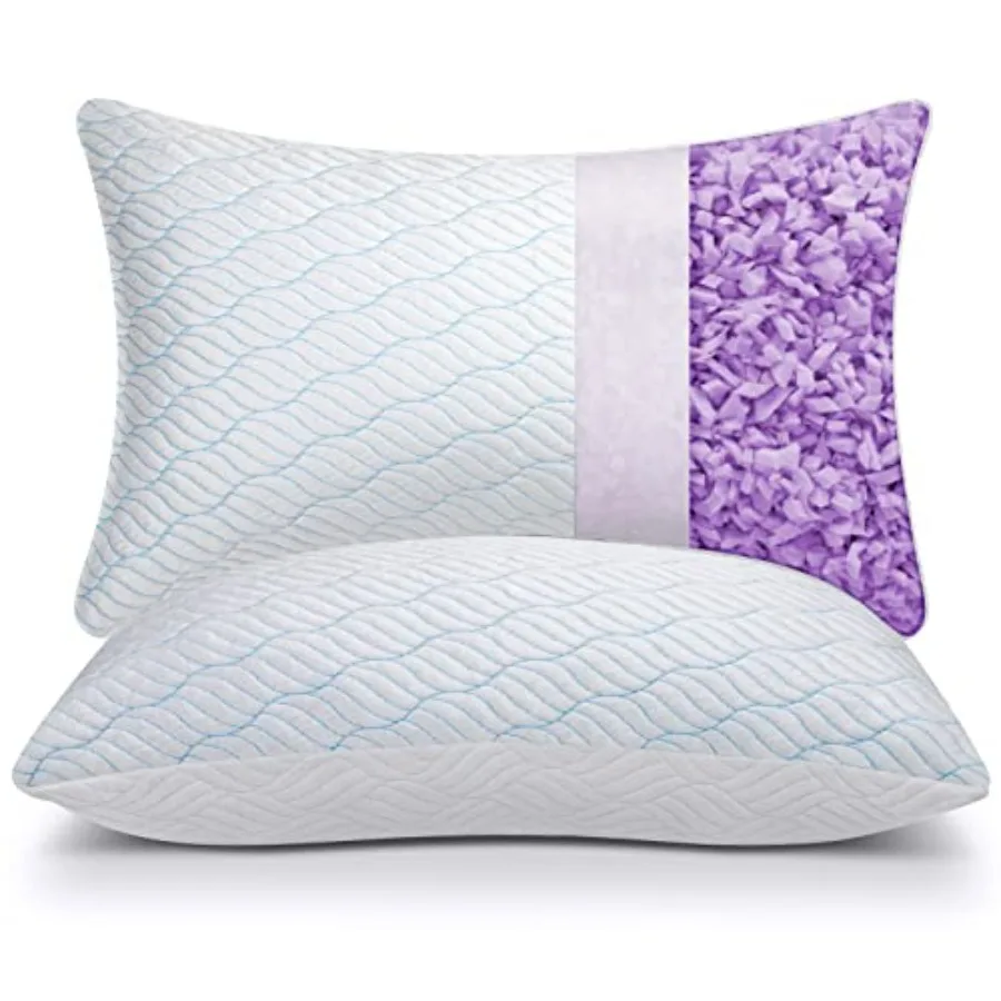 

Cooling Pillows Queen Size Set of 2, Memory Foam Pillows with Zipper, Adjustable Firmness for Sleeping Cool Cold Pillow to Hot,