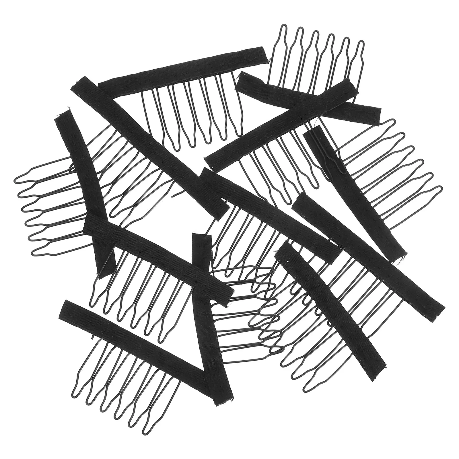 

12Pcs Clip for Lace Wigs Steel Tooth Snap Comb Net Cap Hairpiece Fastener Beauty Salon Mask Application Tool Black
