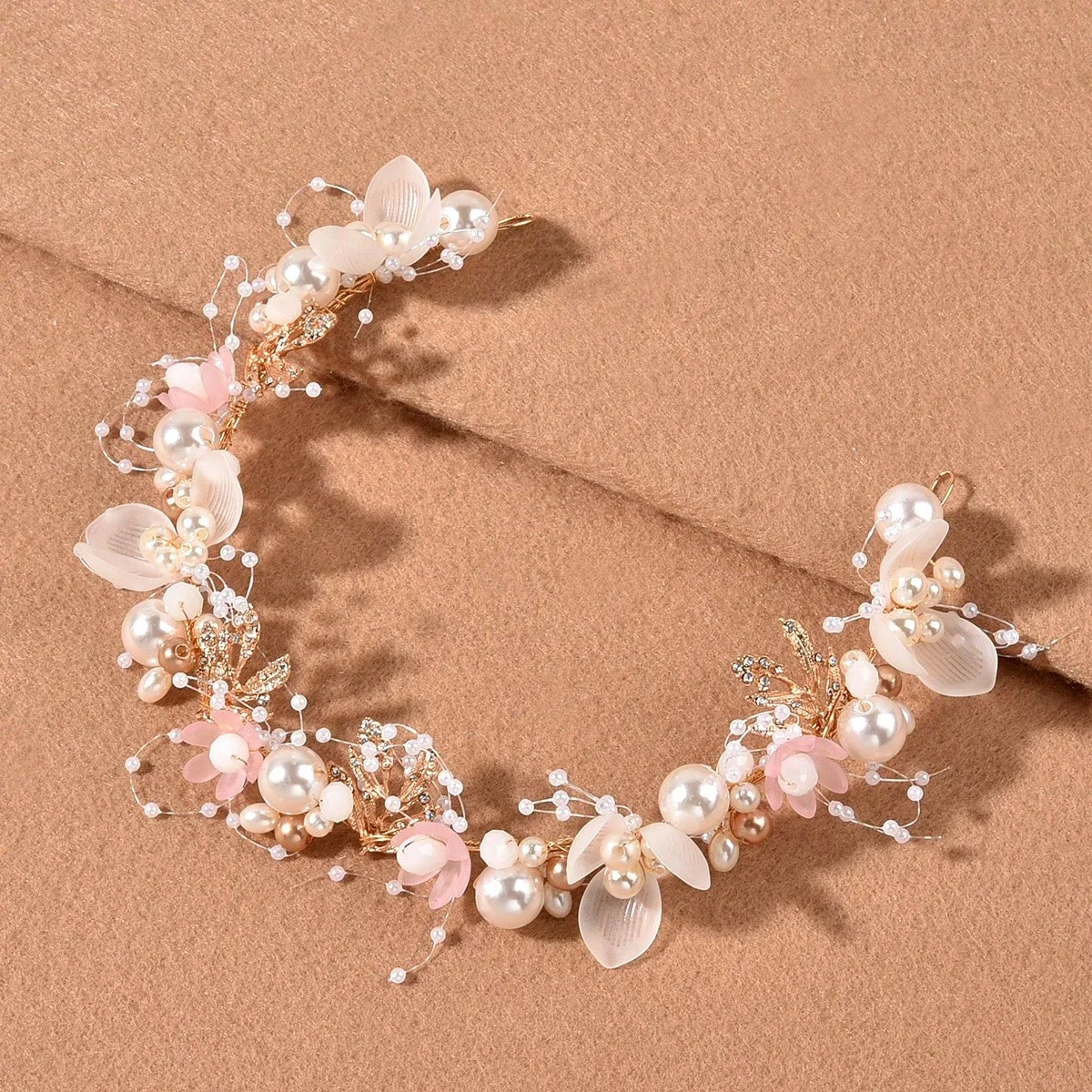

Handmade Faux Pearl Flower Headband Bohemian Bridal Hair Accessory