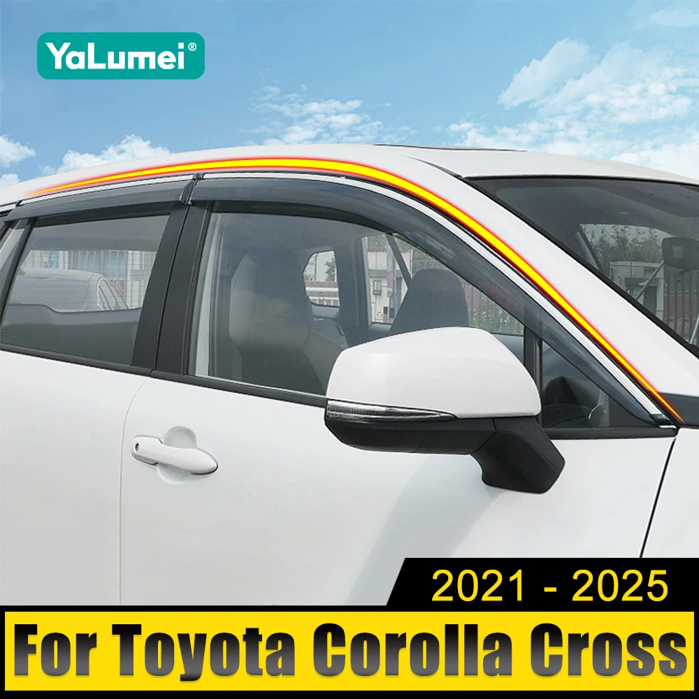 

For Toyota Corolla Cross XG10 2021-2023 2024 2025 Car Window Deflector Sun Guard Rain Vent Cover Trim Visor Awning Body Strips