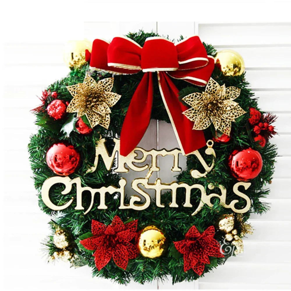 Large Christmas Wreath for Front Door Artificial Garland Door Wall Hanging Ornaments Home Party Christmas New Year Decorations