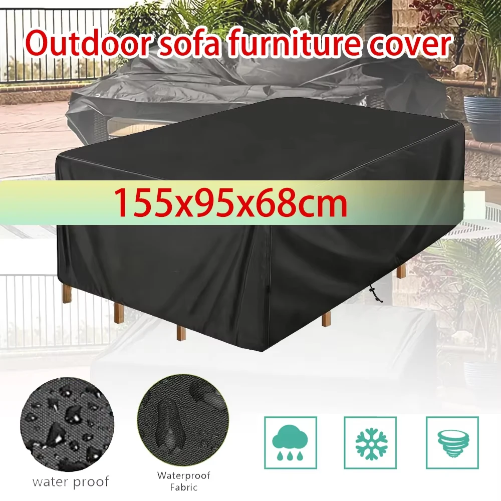 

210D Multi-Size Large Rectangular Table Cover Durable Garden Furniture Protector Cover Anti-UV Universal Cover for Outdoor Use