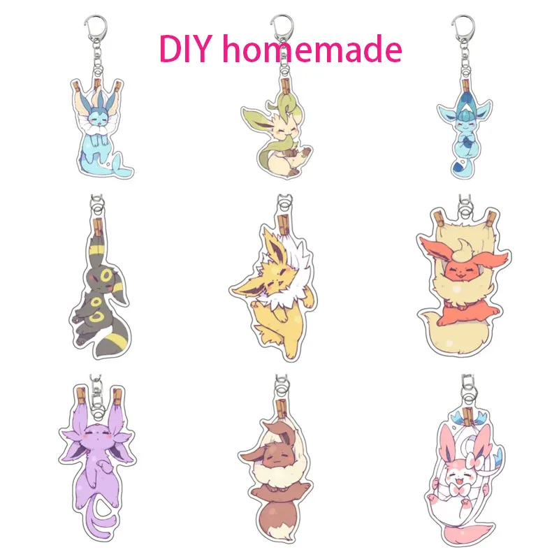 

Pokemon Sylveon Eevee Jolteon самодельный мультяшный акриловый брелок для ключей, аксессуары для рюкзака, кулон, классическая коллекция аниме, подарок