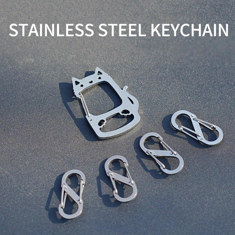 Stainless Steel Cat Shape Key Chain For Outdoor Camping Backpack Hanging Keyrings Portable Creative Hook S-hook Camping Toool