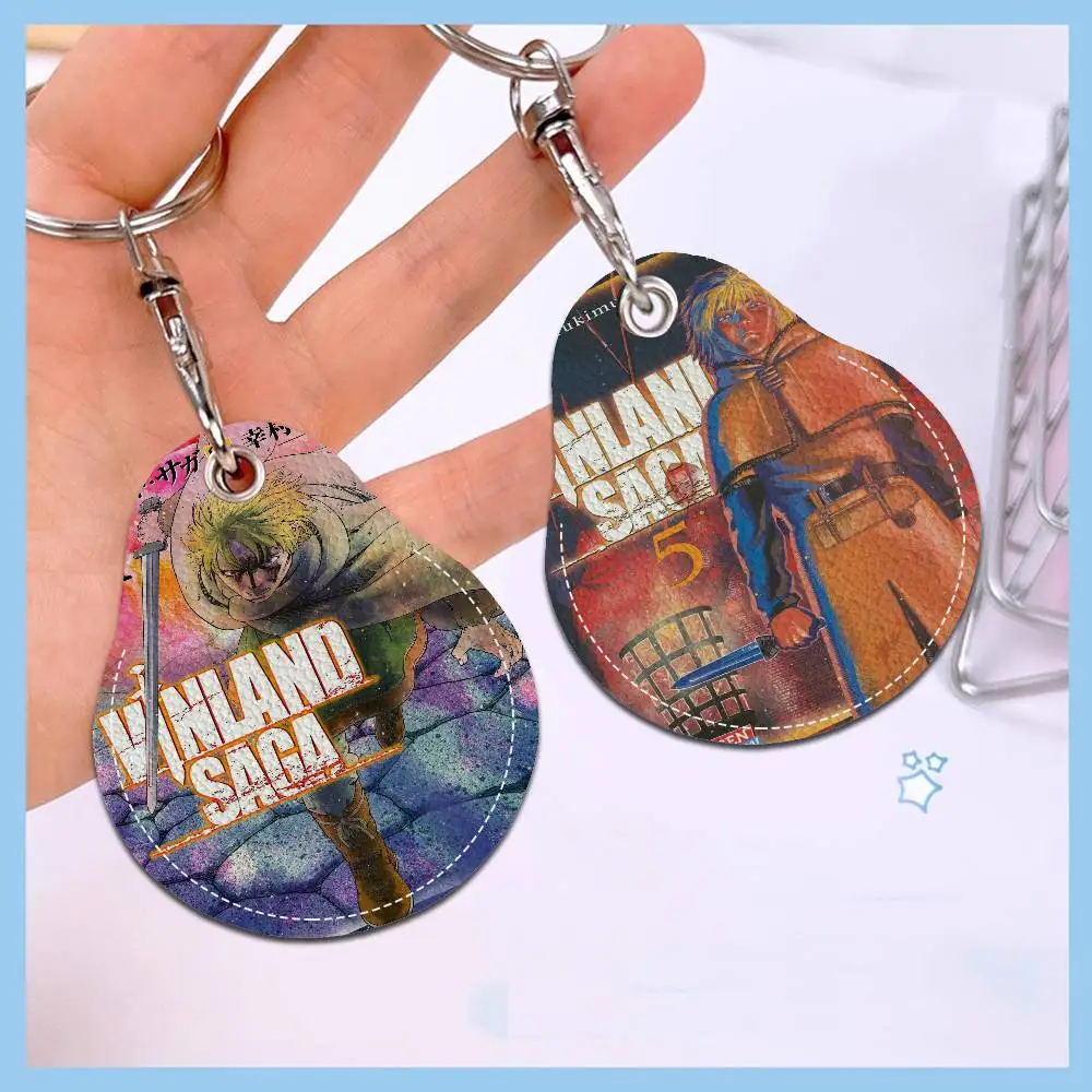 Vinland Saga Keyring Leather Access Card Holder Keychain Community Water Drop Proximity Card Protective Case