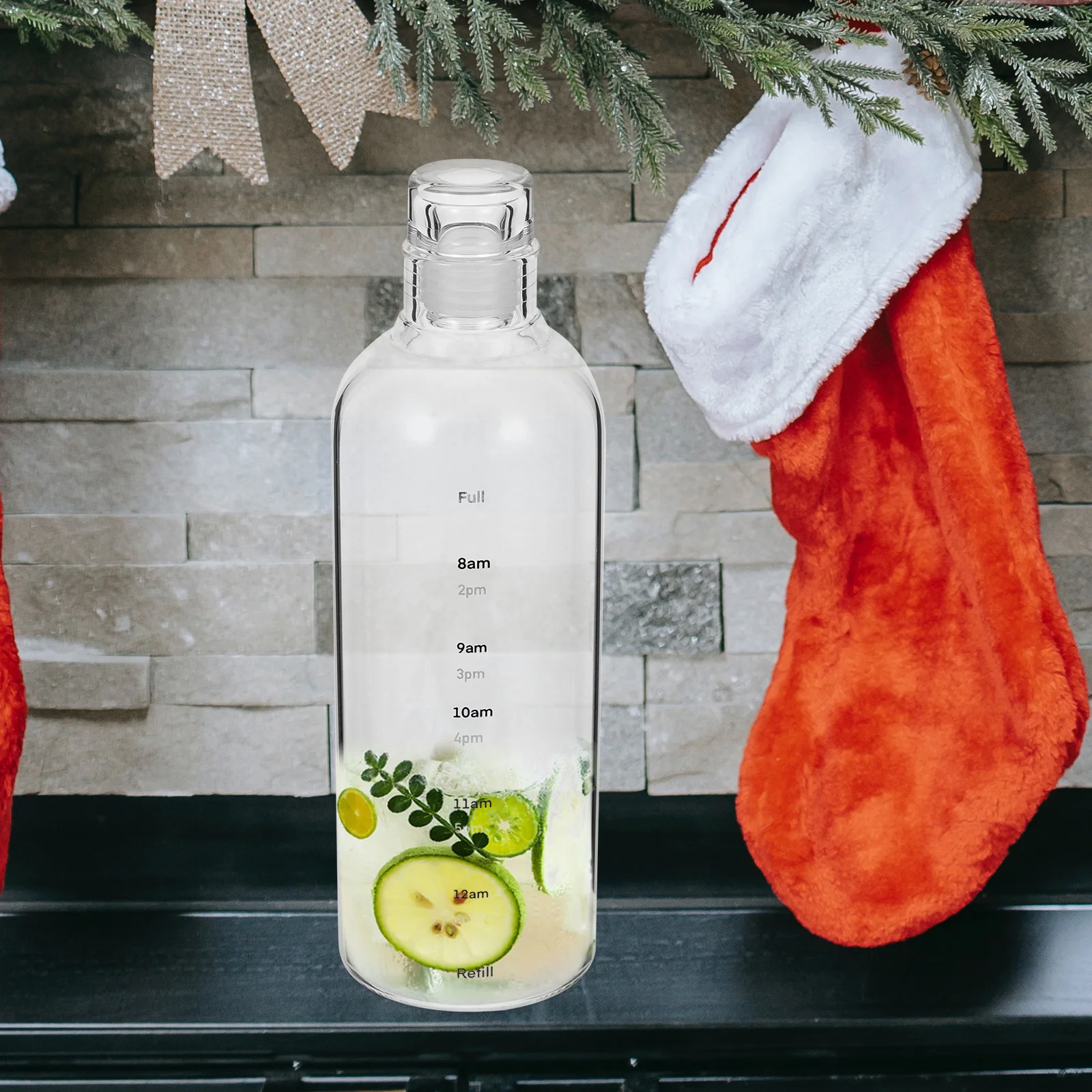 

Large Capacity Transparent Glass Water Bottle Leakproof Time Scale Portable Sports Water Container for Hiking Camping Office