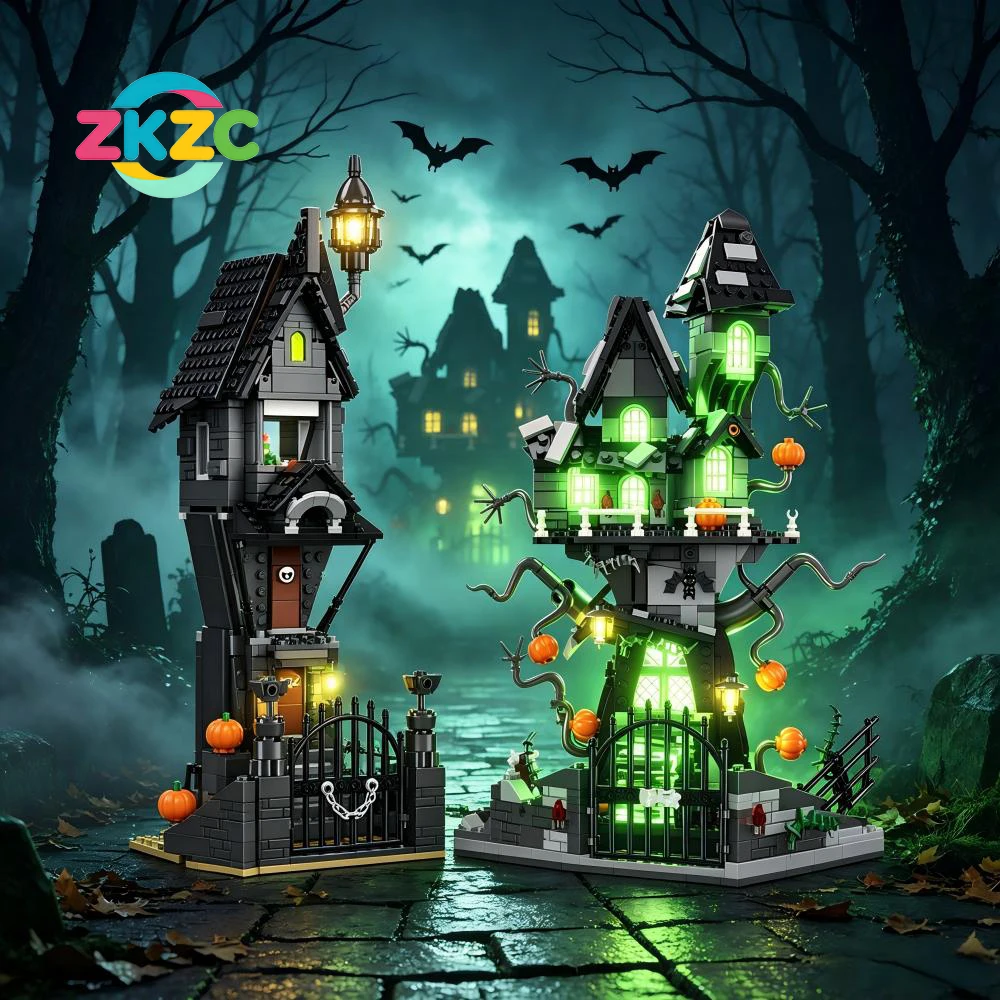 MOC Halloween Haunted Tree House Nightmare Castle Building Blocks Creative DIY Halloween Decoration Kids Xmas Gifts