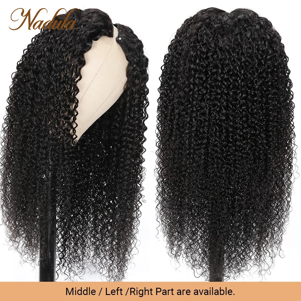 Nadula Hair V Shape Wig 2 In 1 parrucca Dry Straight o Wet Curly Hair V Part parrucca per le donne NO Leave Out 150% densità