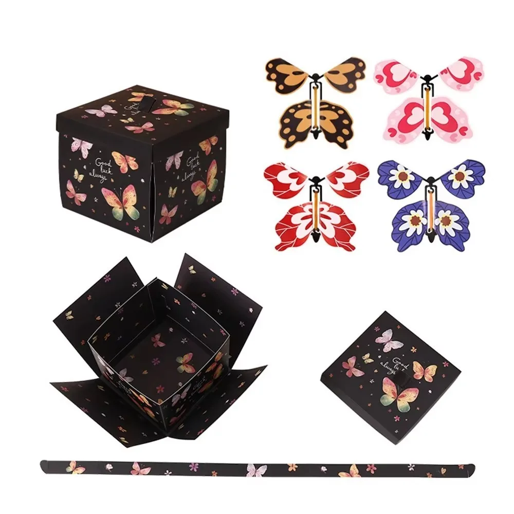 

Multicolor Flying Butterfly Gift Box Paper Auto Expand Exploding Gift Box Wind Up Mechanism Novelty Present Box Valentine's Day