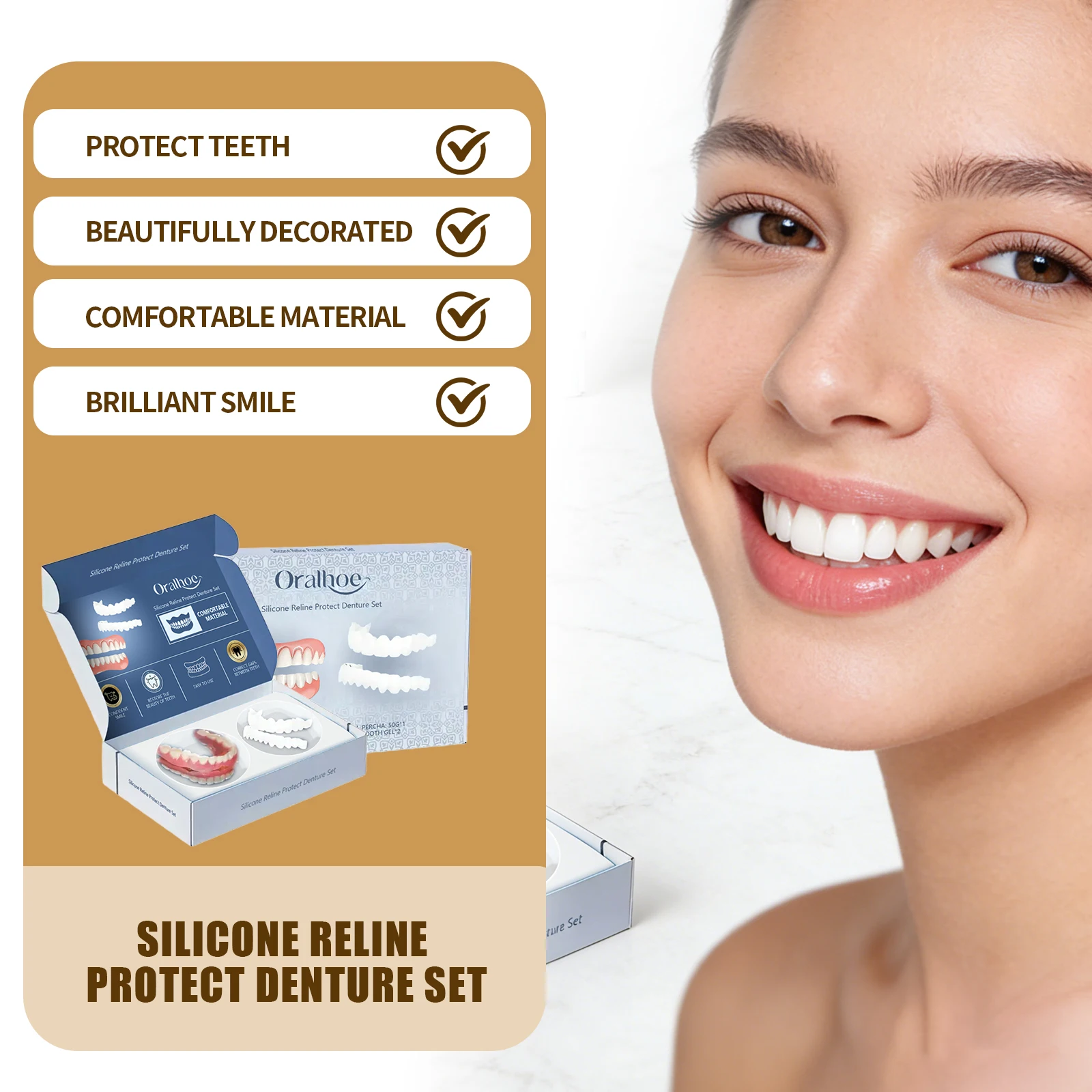 

Silicone Reline Denture Set Easy Use Comfortable Fit Wear-Resistant False Teeth Silicone Kit Soft Denture Kit For Men And Women