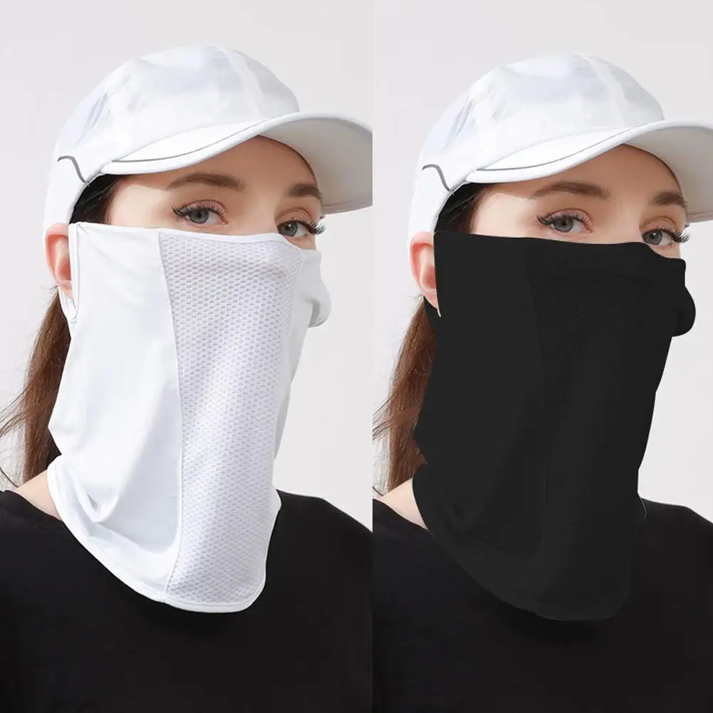 Masker gantung telinga, syal leher pelindung UV jala bernafas Golf luar ruangan sutra es musim panas