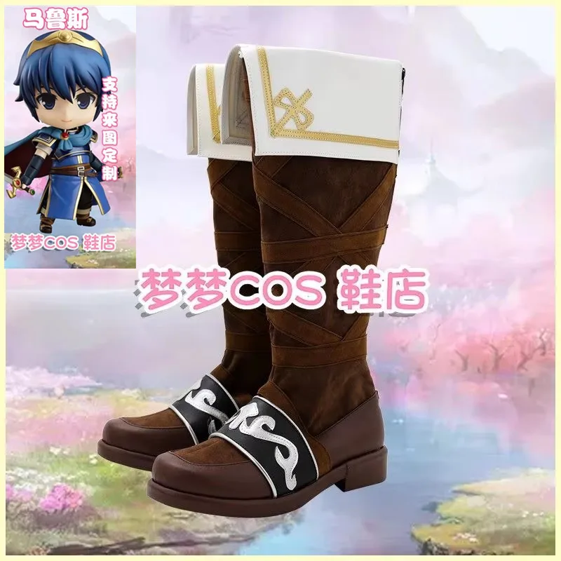 Botas Marth Fire Emblem, zapatos de cosplay hechos a mano para Navidad, botas para fiesta de Halloween