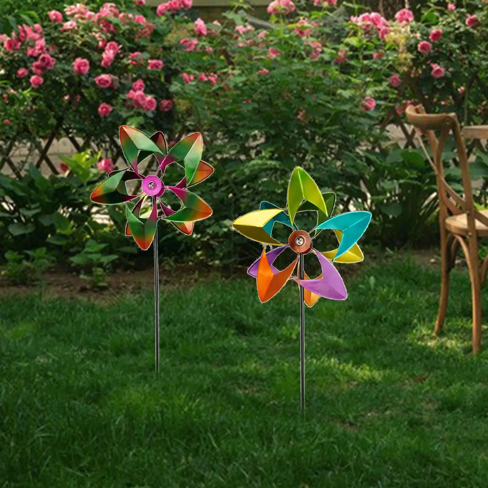 

Wind Spinner Decorative Iron Whirligig 360 Degrees Double Sided Wind Sculpture Windmill for Balcony Garden Courtyard Party Yard
