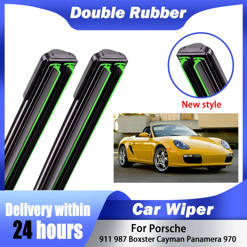 Double Rubber Car Wiper For Porsche 911 987 Boxster Cayman Panamera 970 Front Wiper Blades Brushes Cutter Accessories Windscreen