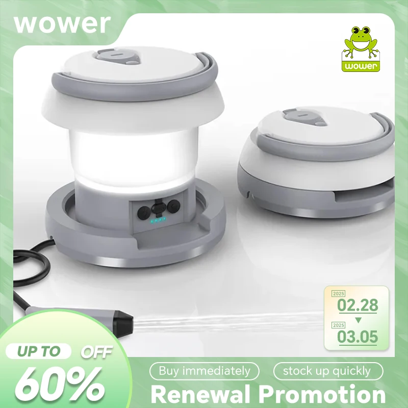 WOWER Bidé Portátil Dobrável 1L Pulverizador de Vaso sanitário Viagem Shattaf com Luz para Limpeza Pessoal Caminhadas Lanterna de Acampamento