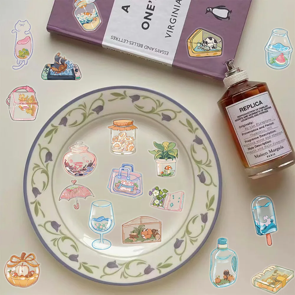 10/30/50PCS Transparente Cartoon Glas Ball Transparente Objekt Aufkleber Pack DIY Gitarre Wasser Tasse Skateboard ‌   Wasserfeste Aufkleber