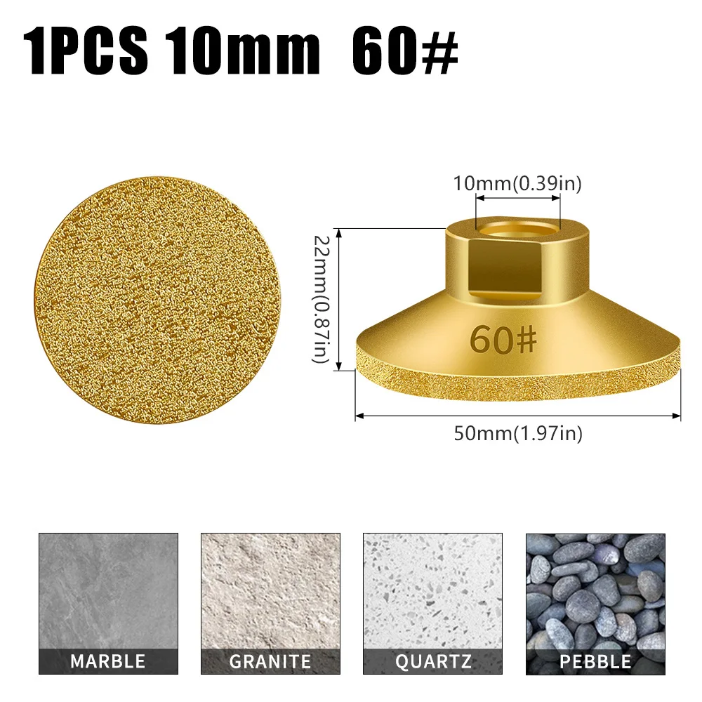 หัวเจียรแบบแบนชนิดเชื่อม M10 สำหรับขัดและเจียรหินควอตซ์ หินอ่อน ใช้กับเครื่องเจียรแบบมุม