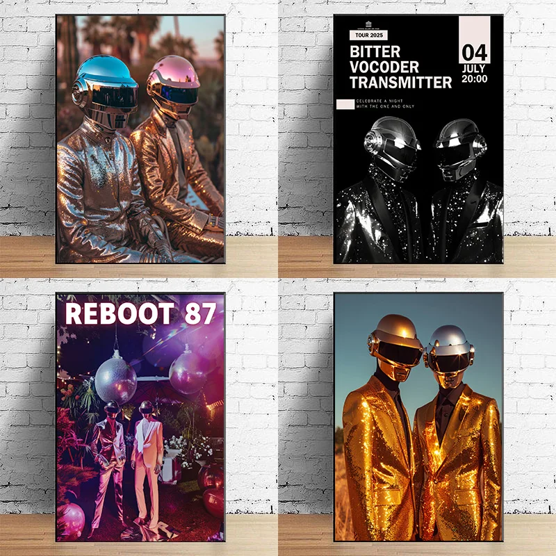 Daft Punk Music Black Club Bar Pop Live Album Artwork Poster Print Wall Art Pictures Canvas Painting Living Room Home Decor Gift