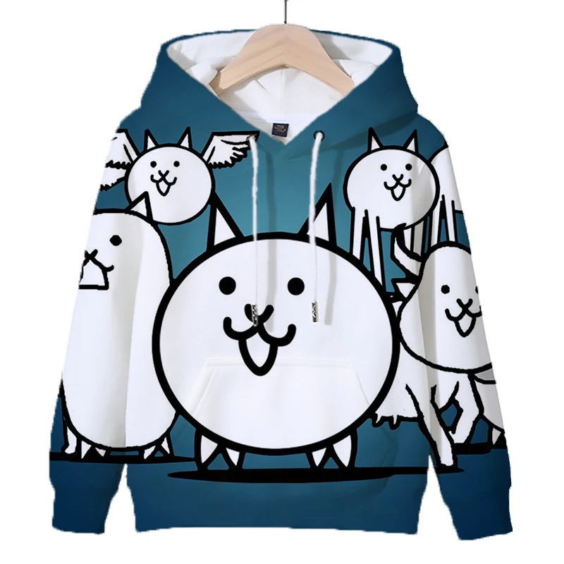 Cartoon Game The Battle Cats Hoodies for Kids Boys Casual Outerwear Children Sweatshirts Kawaii Girls Pullover Tops Sudadera