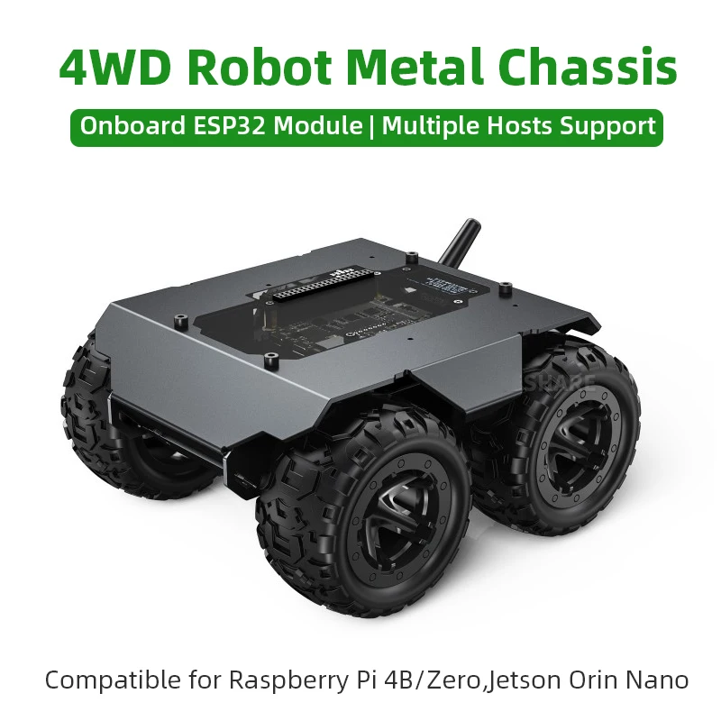 WAVE ROVER elastyczny i rozszerzalny 4WD Robot mobilny podwozie na pokładzie ESP32 moduł pasuje do Raspberry Pi 4B Zero Jetson Orin Nano