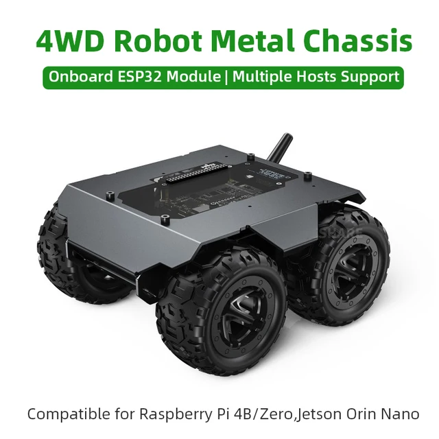 WAVE ROVER elastyczny i rozszerzalny 4WD Robot mobilny podwozie na pokładzie ESP32 moduł pasuje do Raspberry Pi 4B Zero Jetson Orin Nano