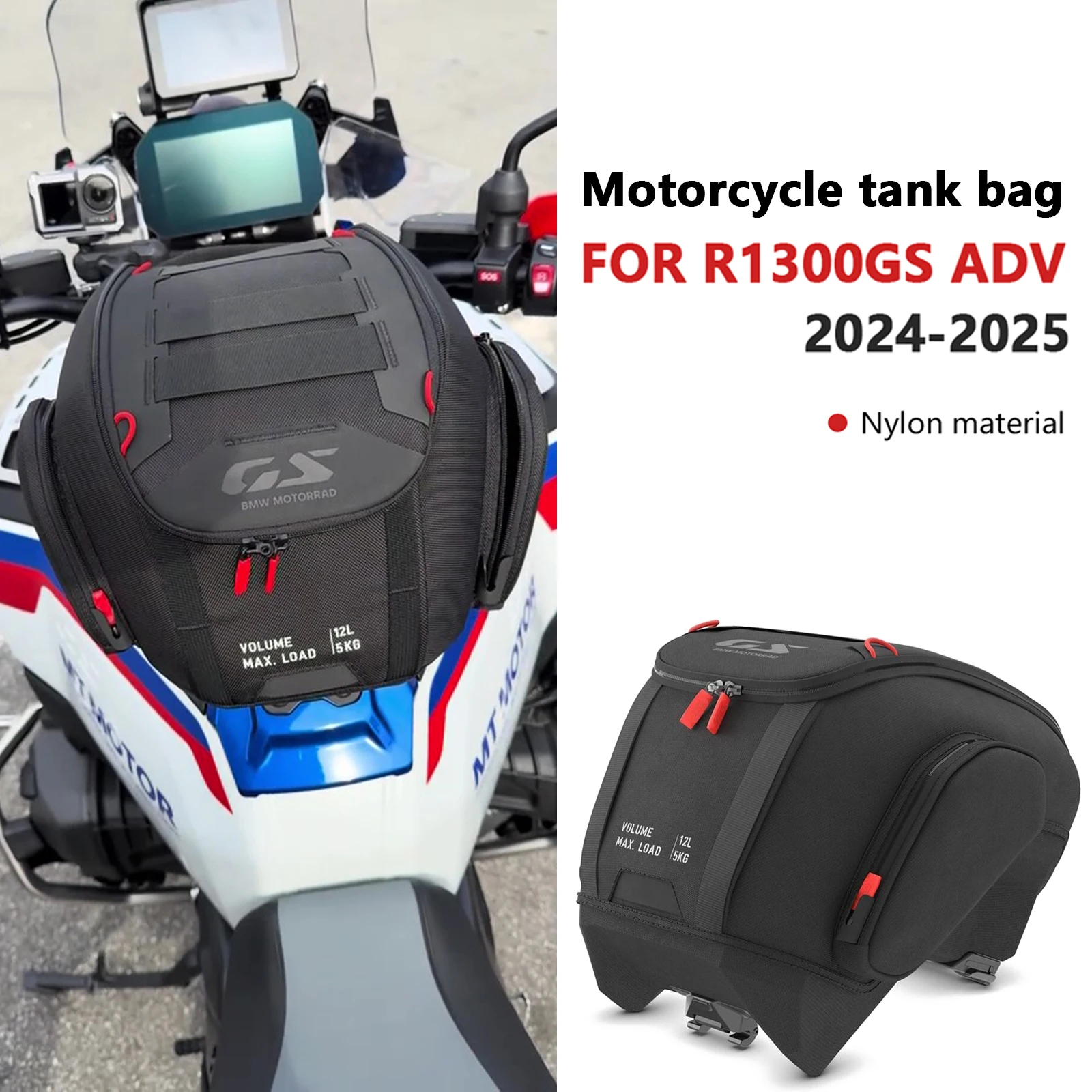 

Для R1300GS ADV R 1300 GS Adventure 2024 2025 мотоциклетная сумка на бак 12 л, водонепроницаемый рюкзак, комплект с быстрой блокировкой, черный