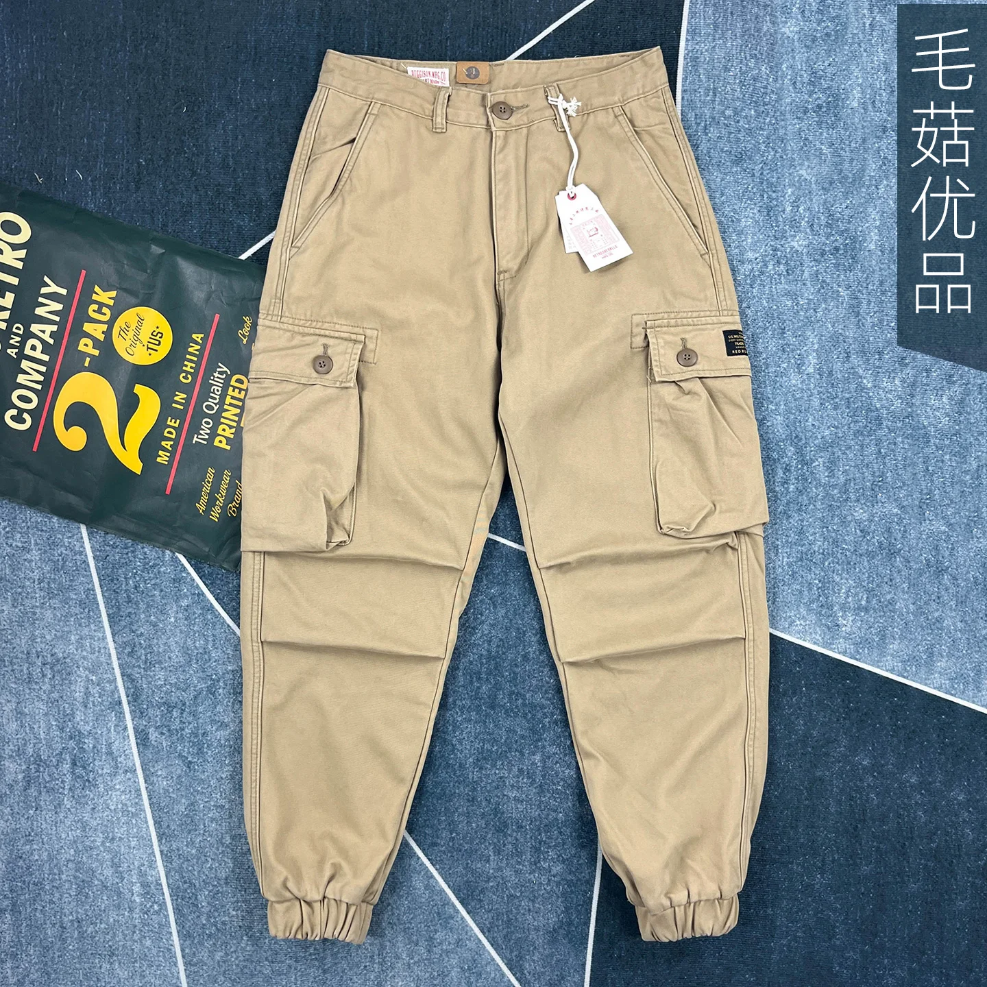 

Тяжелые зимние брюки-карго из 100% хлопка на флисовой подкладке цвета хаки, повседневные брюки в американском стиле ретро с несколькими карманами для мужчин