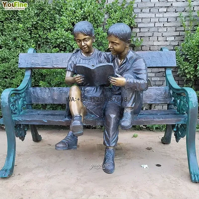 Wmwmnu Life Size Bronze Girl Reading Book Statue Sculpture Outdoor Garden Decor
