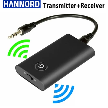Hannord 2 w 1 bezprzewodowy Bluetooth 5.0 nadajnik-odbiornik Adapter do TV Audio do ładowania PC głośnik samochodowy 3.5mm AUX Hifi muzyka