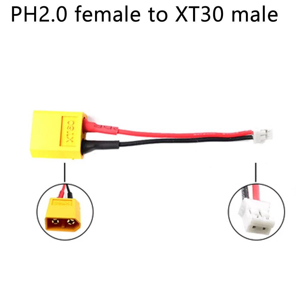 1PCS PH2.0 to XT60/XT30 Connector Male Female PH2.0-M XT60-F XT30-F Extension 14AWG Silicone Wire for RC Battery Motor Adapter