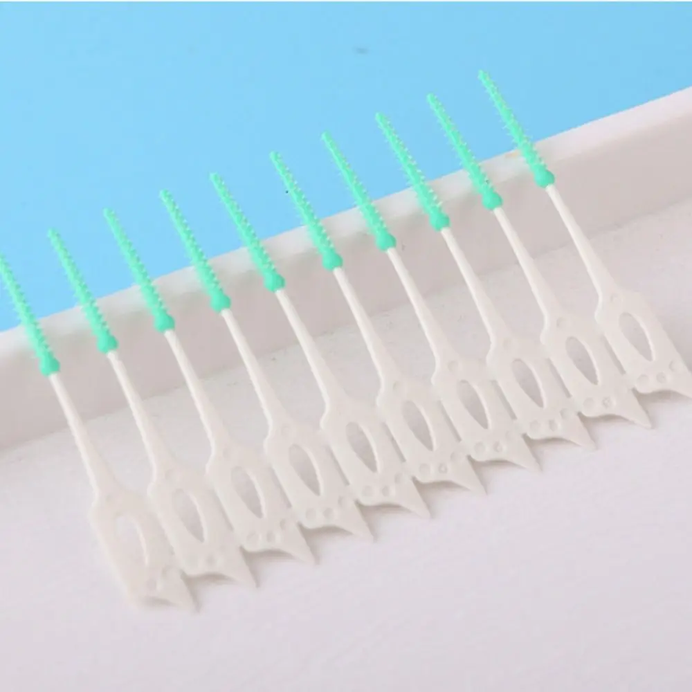 20/40/120/200pcs Soft Silicone Interdental Brushes Dual-Use Portable Dental Floss Stick Tooth Flossing Head Oral Cleaning