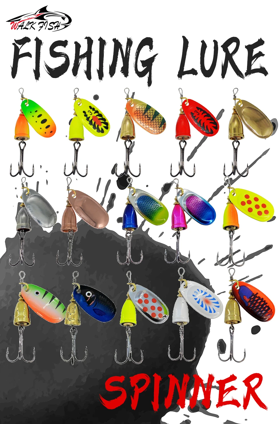 WALK FISH 65mm 8g Spinner Angelköder Sinkender Löffelköder mit Pailletten Rotierender Paillettenköder mit Kupferglocke Metall-Angelausrüstung für Forellen – Detail 1