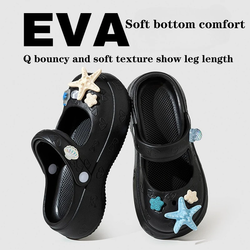 Mary Jane shoes sandals women hole shoes women outer wear one-word drag beach shoes home cool slippers women shoes bag head drag view 6
