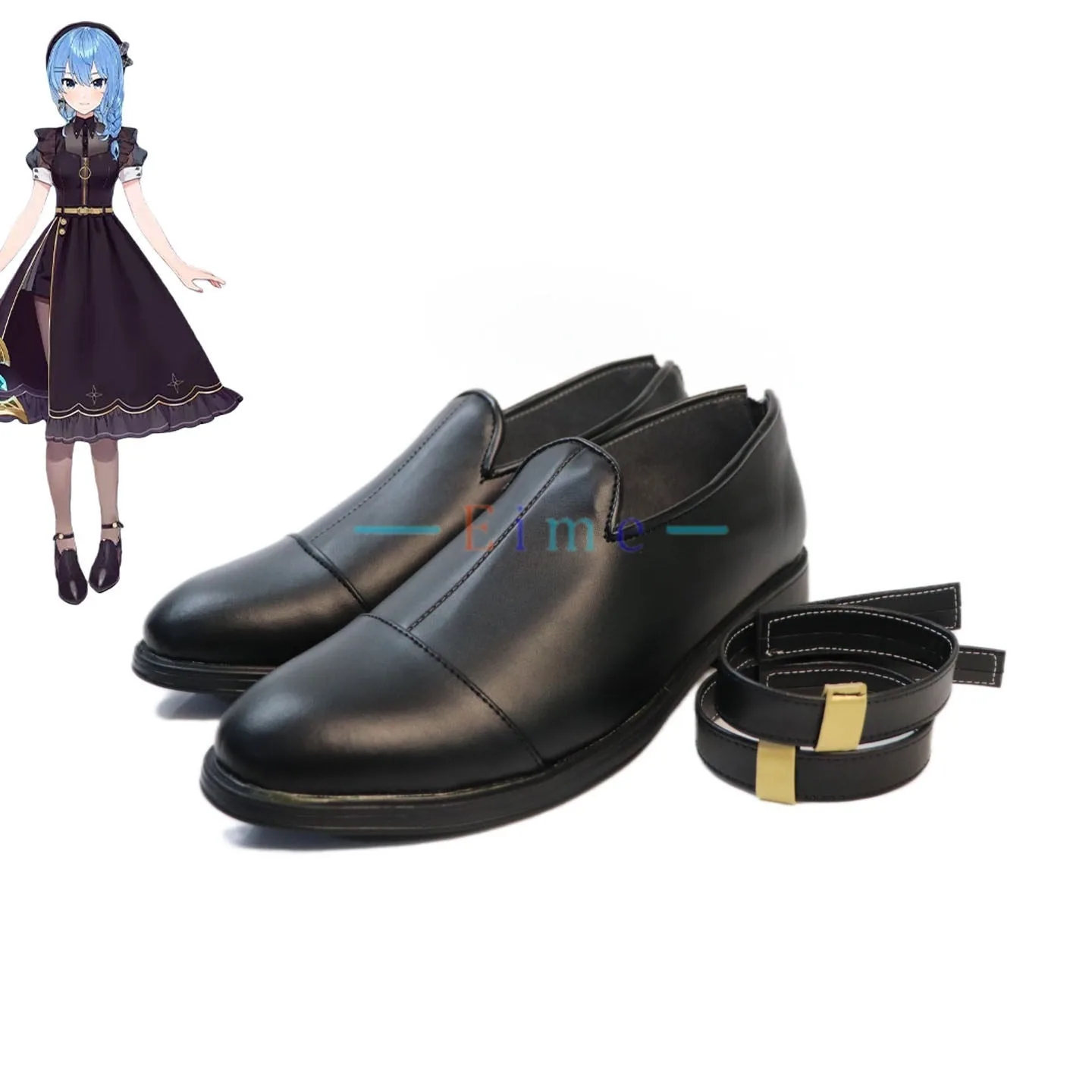 Hoshimachi Suisei Cosplay Shoes Virtual YouTuber VTuber Cosplay Boots Black PU Leather Shoes Halloween Party Boots Custom Made