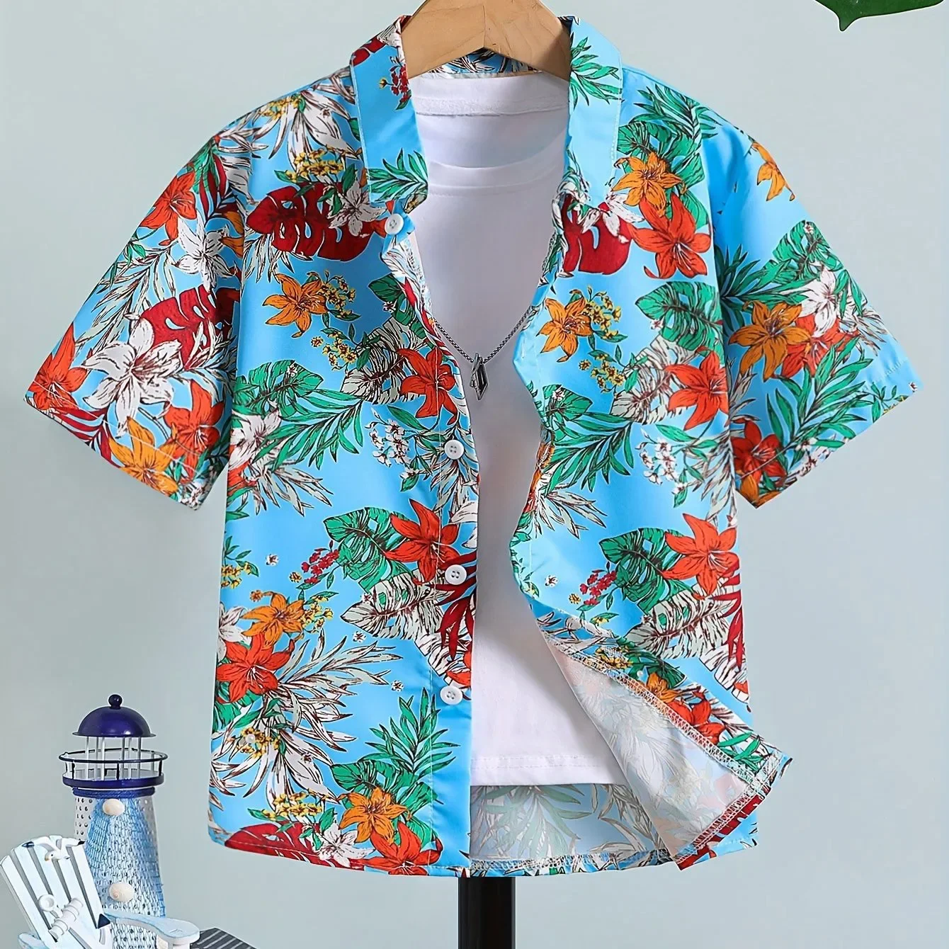 

New Men's Fashionable Hawaiian T-shirt - Breathable and Durable Shirt with Tropical Pattern Print for Summer Beach Top 2026 new