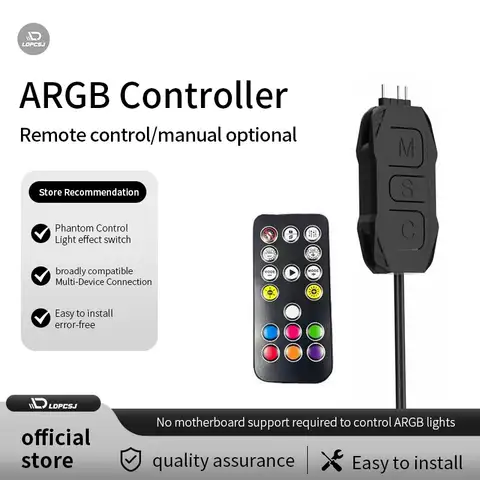 LDPCSJARGBController 5V 3 pines a SATA fuente de alimentación Mini controlador RGB Hub de 3 pines para caja de Cpu de ordenador ventilador fresco radiador de luz LED