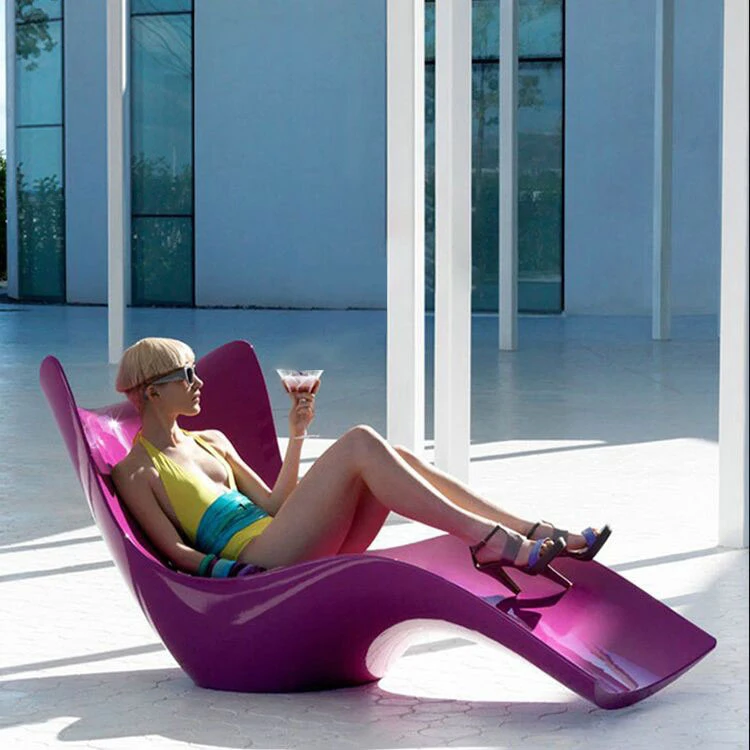 كرسي الشاطئ كرسي الشاطئ في الهواء الطلق الألياف الزجاجية الأبيض كرسي الشاطئ لحمام السباحة #5